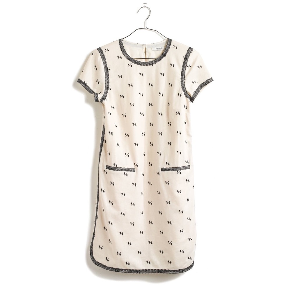 Madewell Cream Mini Dress with Black Trim